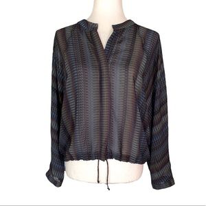 Lola & Sophie Drawstring Tie Front Dolman Sleeve Blouse - M